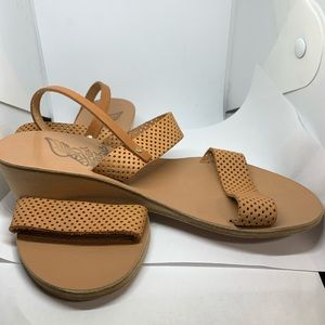 Authentic ancient Greek wedge sandals leather